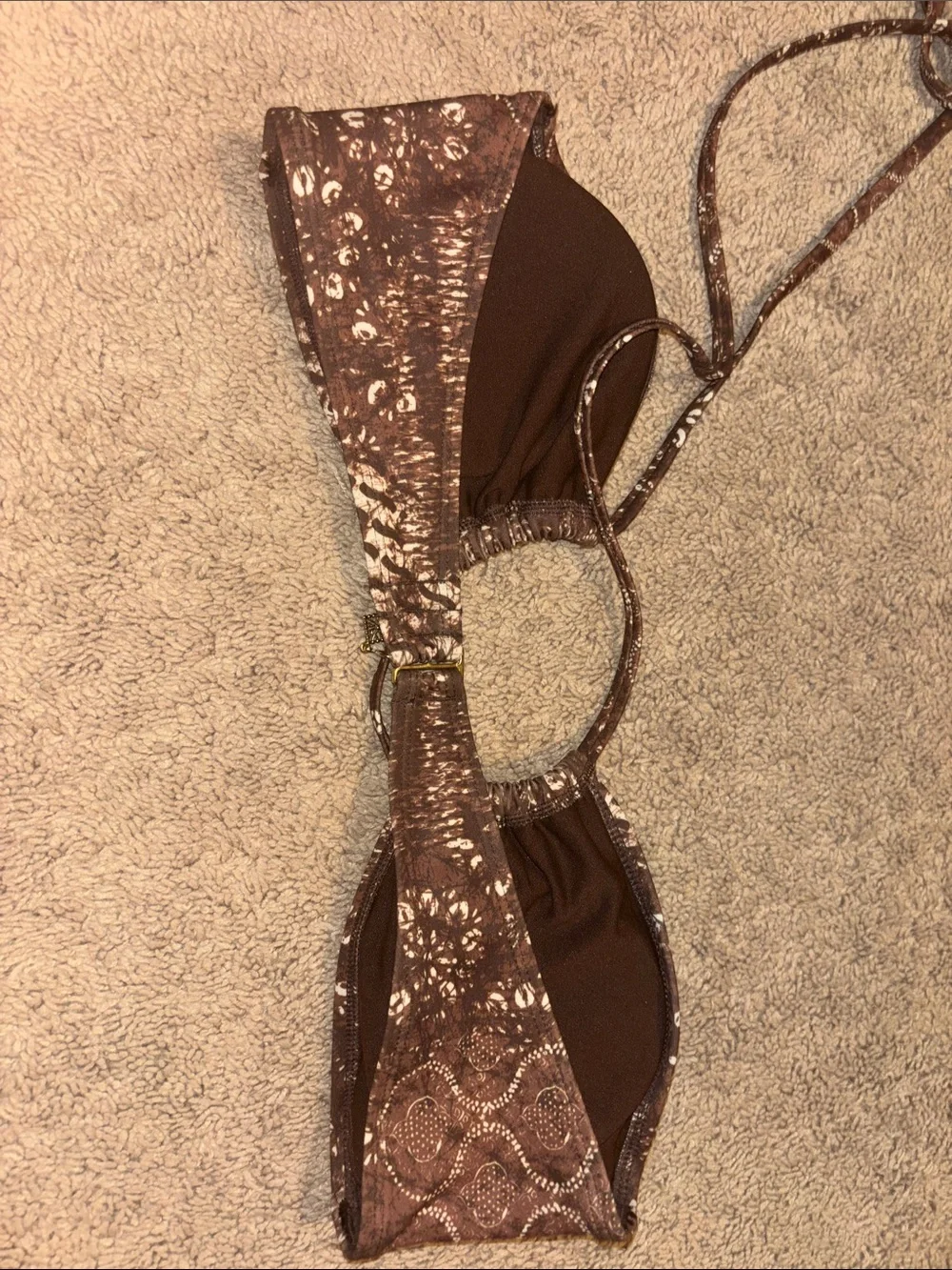 No Boundaries Brown Sequin Halter Bikini Top